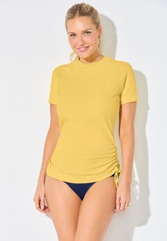 Chlorine Resistant Quick-Dry Side-Tie Short Sleeve Swim Tee Rash Guard