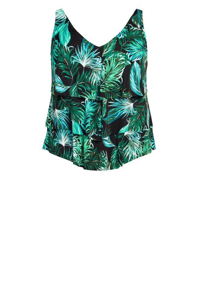 3 Tiered Print Tankini Top, AMAZONIA, alternate image number null