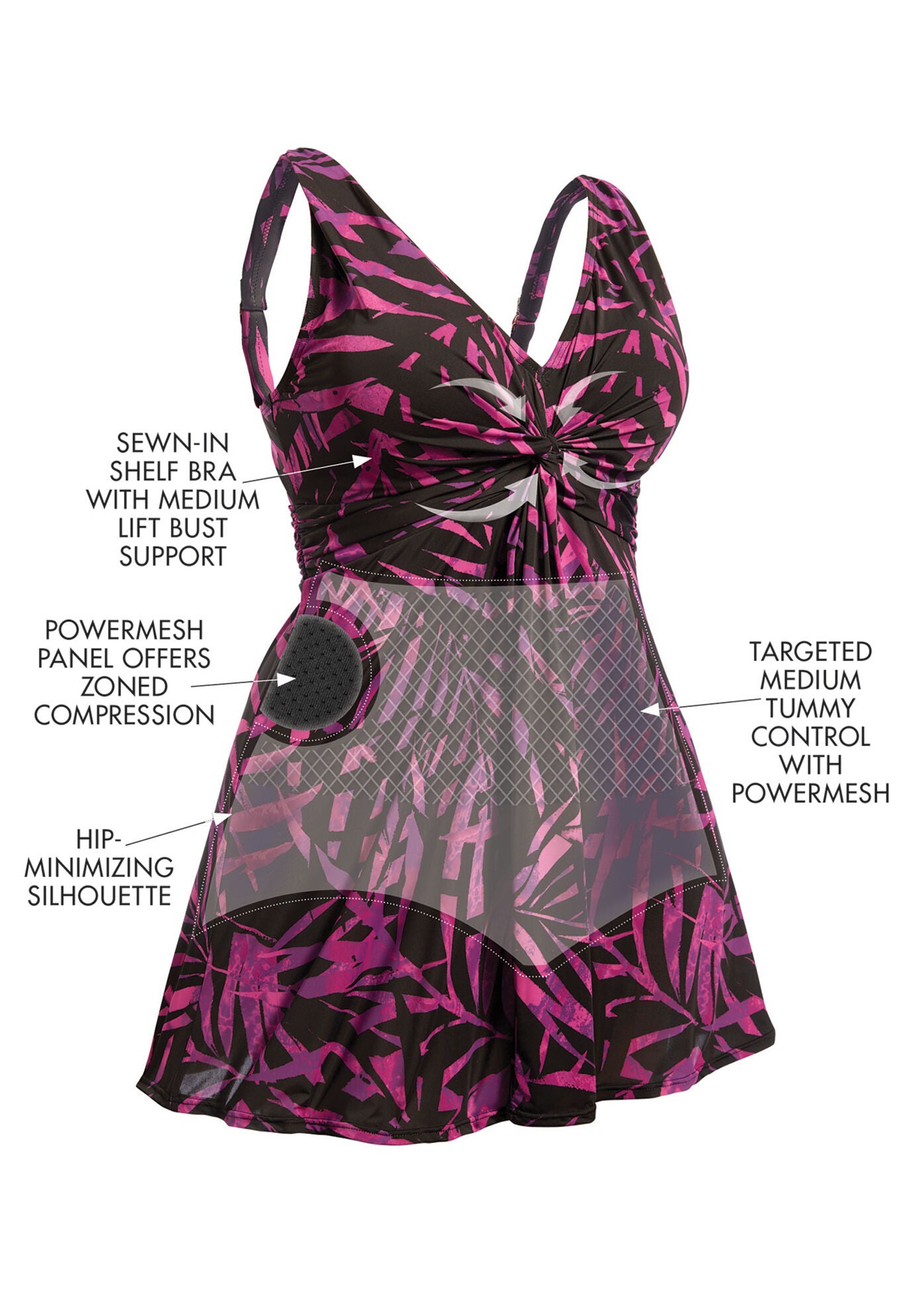 Twist-Front Swim Dress