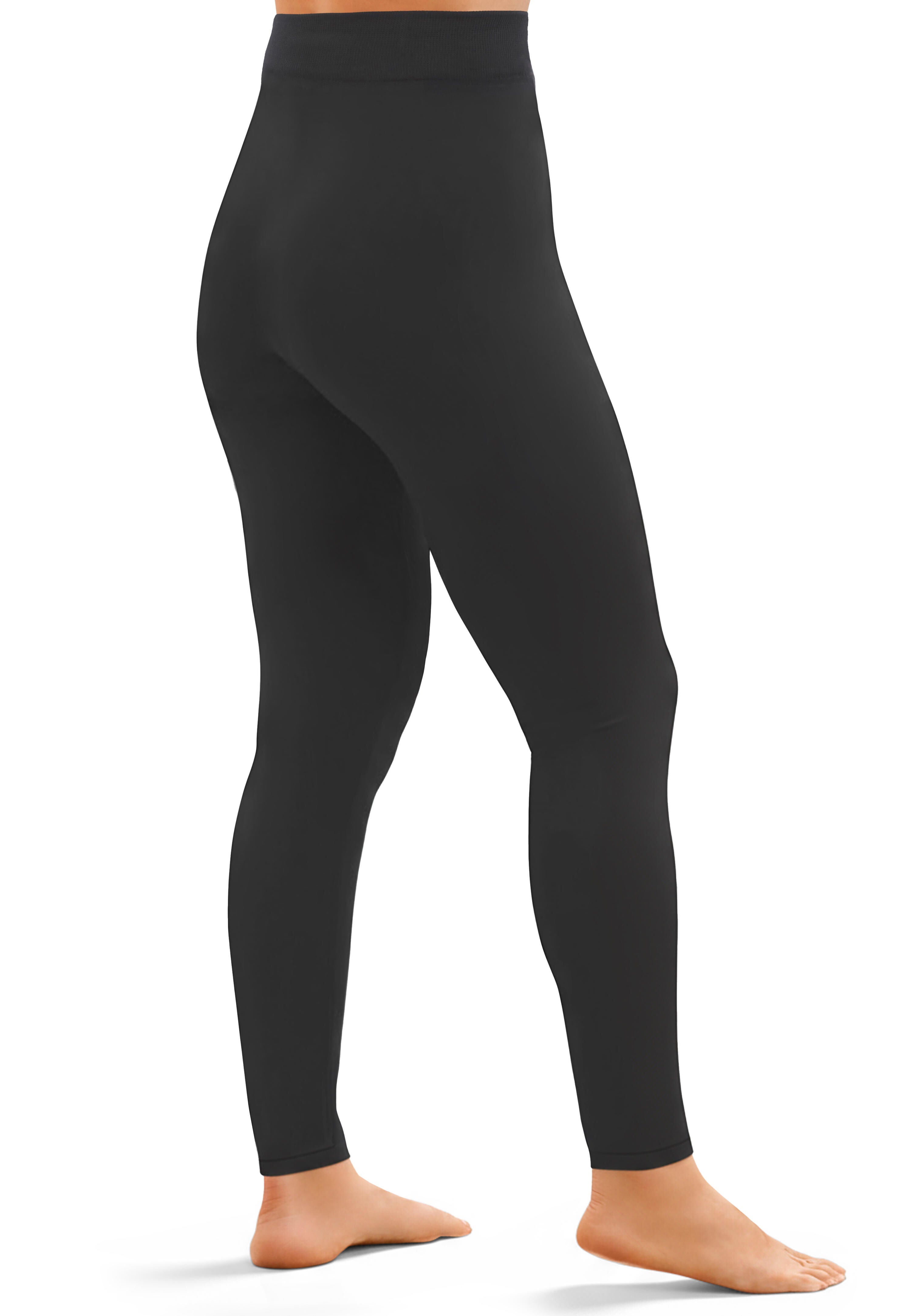 Plush Lined Footless Leggings, BLACK, alternate image number 3
