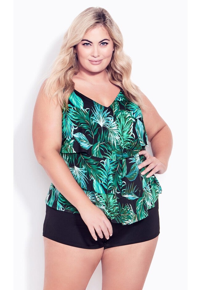 3 Tiered Print Tankini Top, AMAZONIA, hi-res image number null