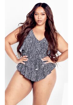 Pia V-Tiered Print 1 Piece