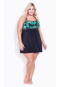Empire Print Swim Dress