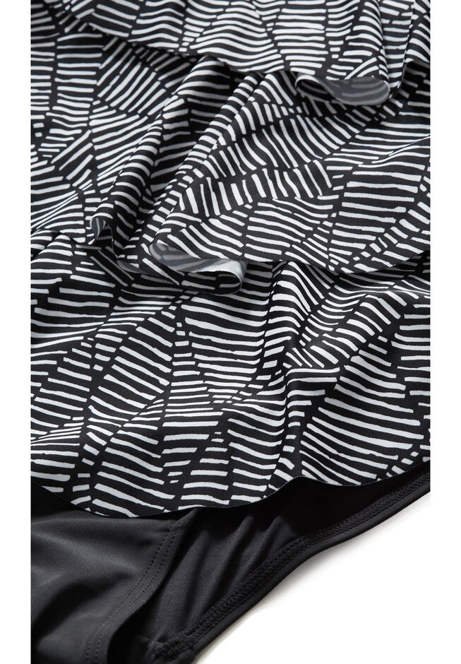 Pia V-Tiered Print 1 Piece, BLACK PRINT, alternate image number 5