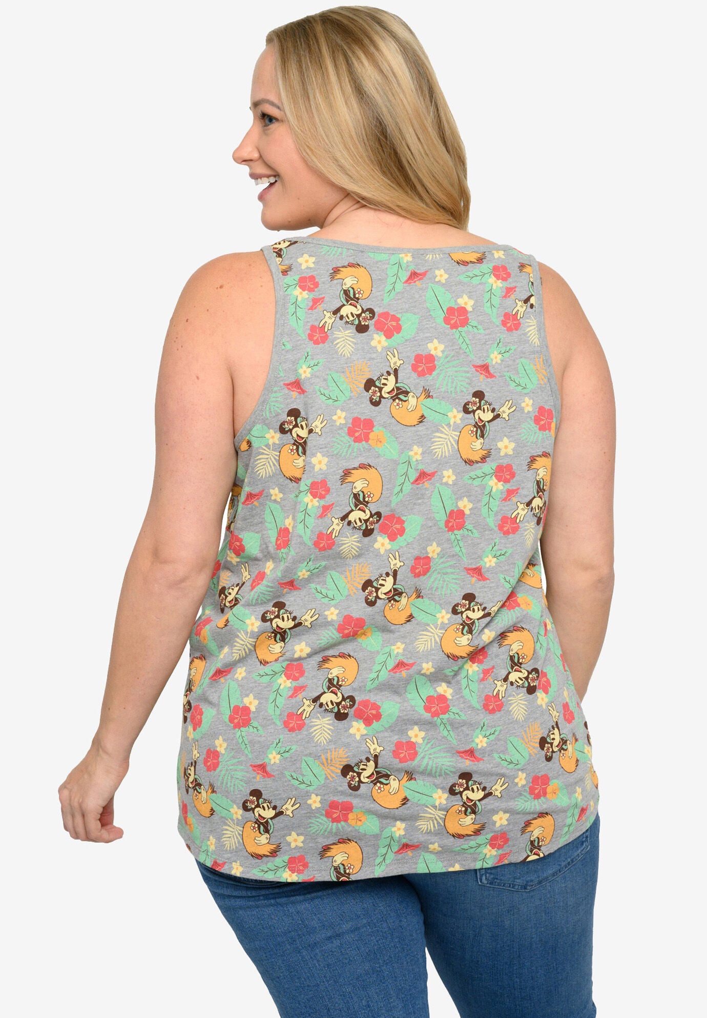 Disney Minnie Mouse Tank Top Tropical Hawaiian Aloha All-Over Print T-Shirt, , on-hover image number 1