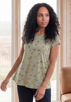 Cotton Jersey Slub Cap Sleeve Trapeze Tee