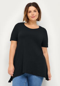 Side Point Hem Scoop Neck Tunic