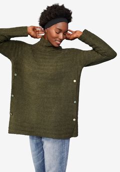Side Button Turtleneck Sweater