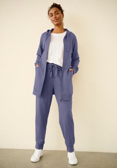 Ellos Studio French Terry Long Sleeve Zip-Front Tunic Hoodie