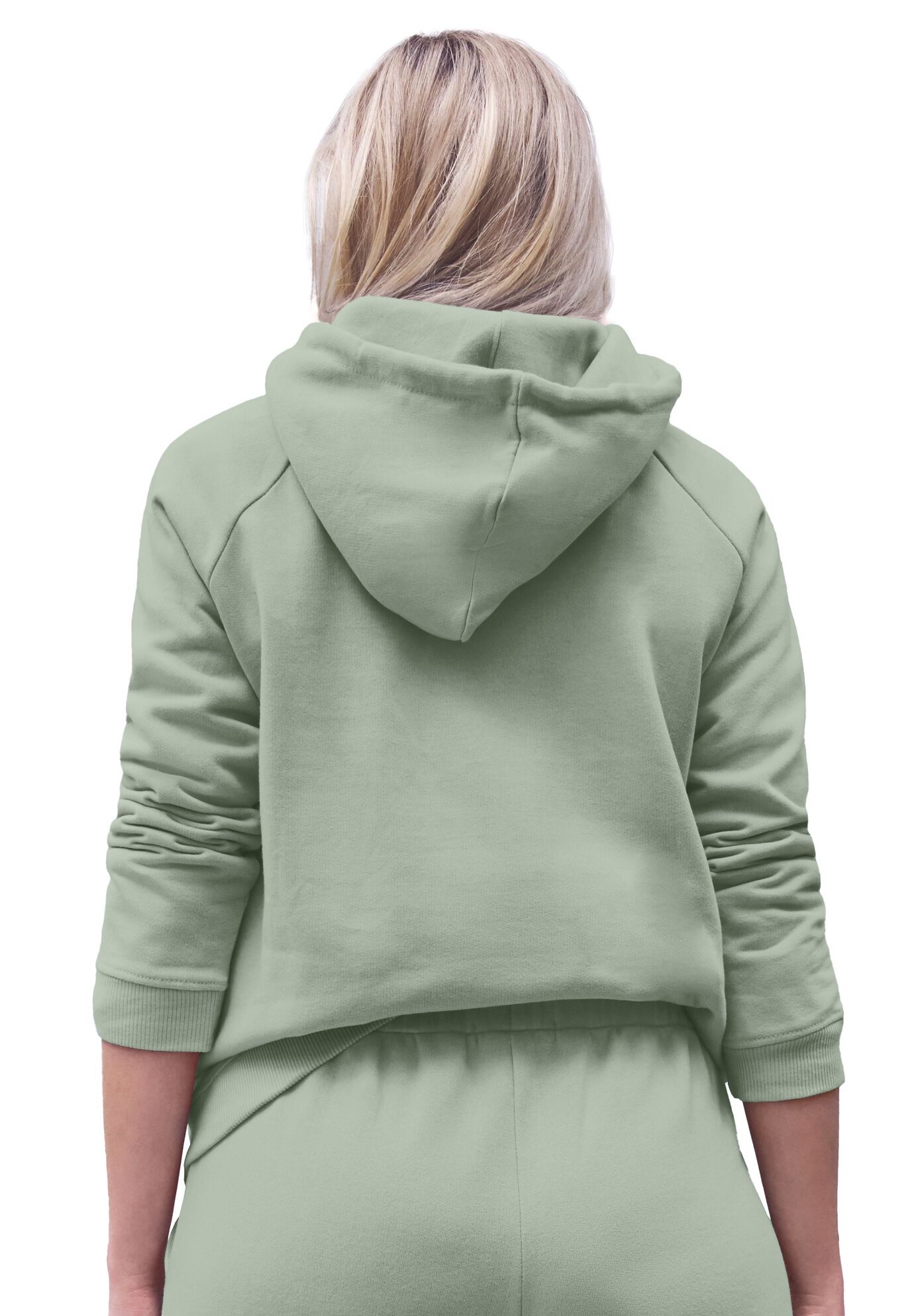 Hooded Fleece Boxy Sweatshirt, DESERT SAGE, on-hover image number 1
