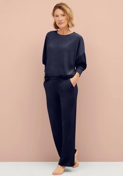Stretch Velour Wide Leg Pull-on Pants