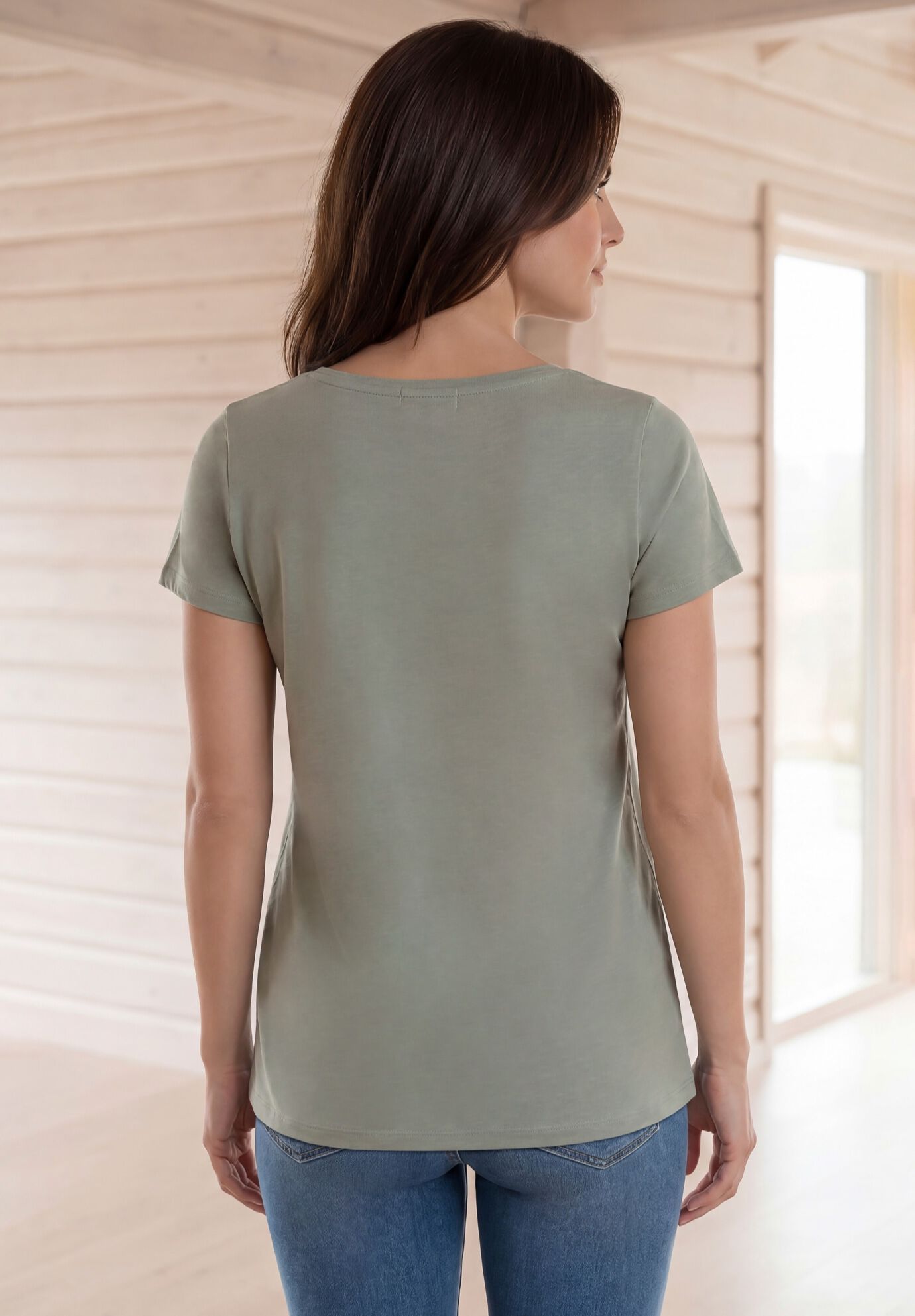 100% Cotton Jersey Slub Scoopneck Short Sleeve Graphic Tee, GREY SPRUCE HEART, on-hover image number 1