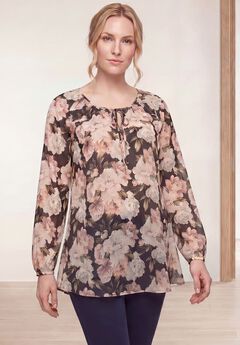 Plus Size Black Long Sleeve Blouses