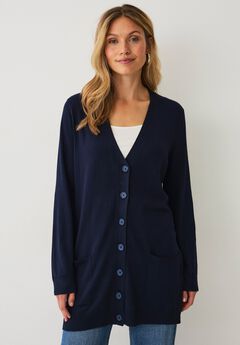 Long Button Front Cardigan