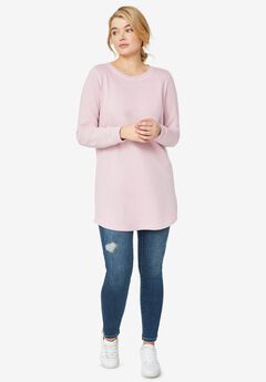 French Terry Sweatshirt Tunic with Shirttail Hem