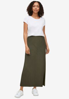 Cotton Spandex Pull On A Line Maxi Skirt