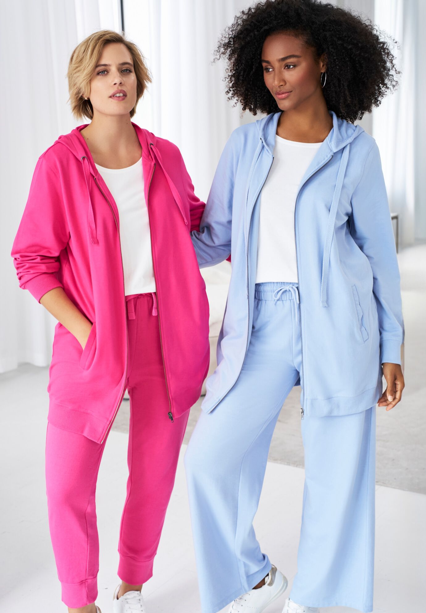 French Terry Long Zip Front Hoodie, , alternate image number 3