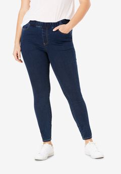 Stretch Denim Mid-rise Pull-on 4 Pocket Jeggings