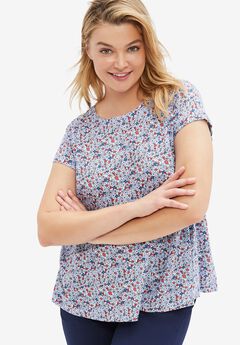 Cotton Jersey Slub Cap Sleeve Trapeze Tee