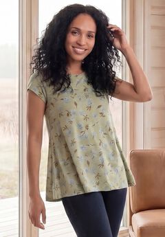 Cotton Jersey Slub Cap Sleeve Trapeze Tee