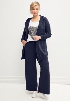 French Terry Long Zip Front Hoodie