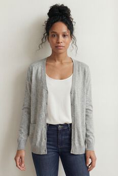V-Neck Button Front 100% Cotton Everyday Cardigan