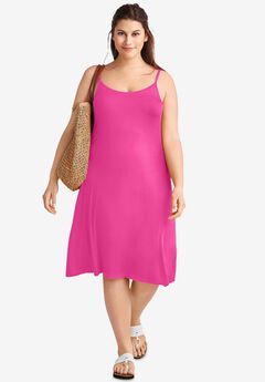 Stretch Jersey Knit A-Line Scoop Neck Tank Dress