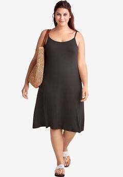 Stretch Jersey Knit A-Line Scoop Neck Tank Dress