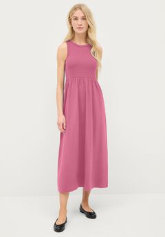 Ribbed Bodice Knit Empire Midi Dress