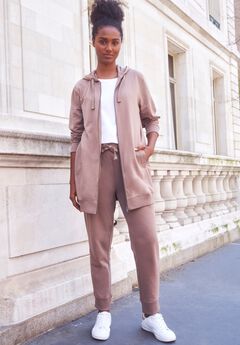 French Terry Long Zip Front Hoodie