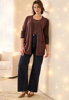 V-Neck Button-Front 100% Cotton Boyfriend Cardigan