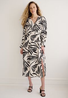 Long Sleeve Surplice Dress with Side Slit