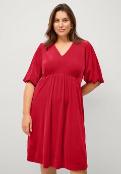 V-Neck Empire Velour Dress