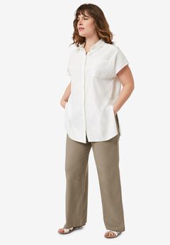 Linen-Blend Drawstring Pants