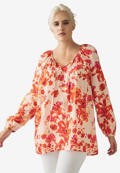Plus Size Flowy Peasant Tops