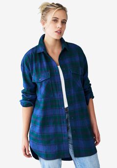 Plaid Button-Front Flannel Tunic
