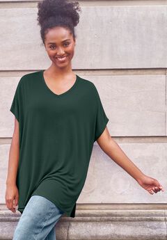 Stretch Knit Scoop Neck Oversized Tunic