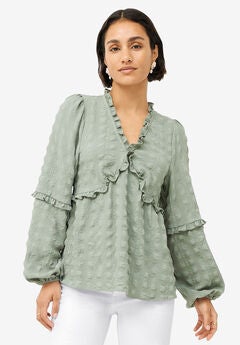 Plus Size Ruffled Hem Tops