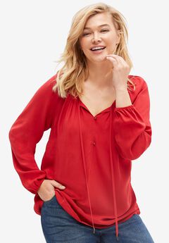 Tie Neck Peasant Tunic