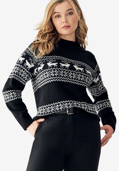 Fair Isle Mock Neck Sweater