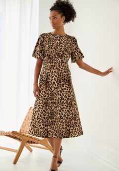 Blouson Sleeve Fit and Flare Dress