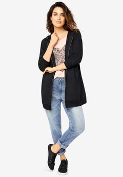 Ellos Studio French Terry Long Sleeve Zip-Front Tunic Hoodie