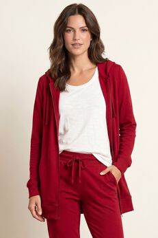Ellos Studio French Terry Long Sleeve Zip-Front Tunic Hoodie