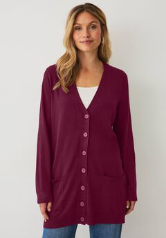 Long Button Front Cardigan