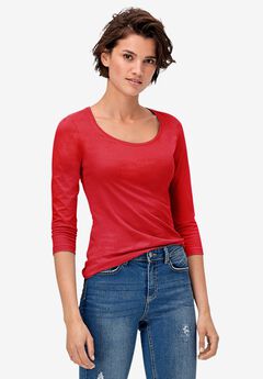 Three-Quarter Sleeve Scoop Neck Tee