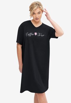 Cotton Spanex Jersey V-Neck Short Sleeve Sleepshirt