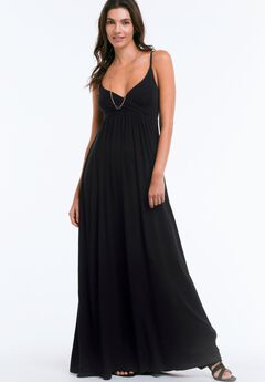 Stretch Knit Surplice Tank Maxi Dress