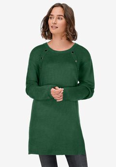 Button-Trim Sweater Tunic