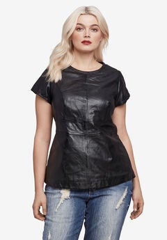Back Zip Leather Top