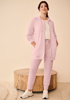 French Terry Long Zip Front Hoodie